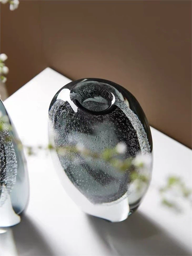 Gray Bubble Glass Vase